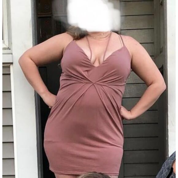 Charlotte Russe Strappy Deep V Mini Dress Mauve Dusty Rose Size Extra Large XL - Picture 4 of 4